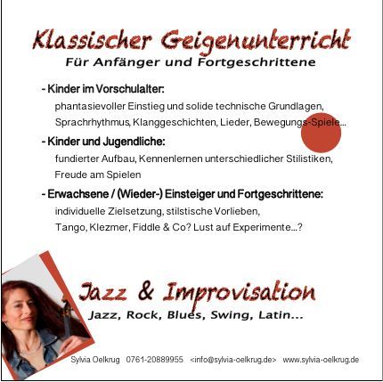 Geigenunterricht klassisch & Jazz